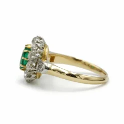 Bague Marguerite - Or jaune, émeraude et diamants