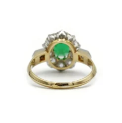 Bague Marguerite - Or jaune, émeraude et diamants