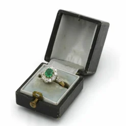 Bague Marguerite - Or jaune, émeraude et diamants