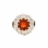 Bague Marguerite Ancienne Or Grenat et Diamants