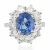 Bague marguerite ancienne saphir diamants