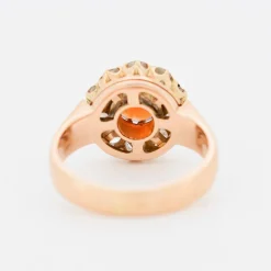 Bague Marguerite Ancienne Or Grenat et Diamants