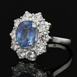 Bague marguerite ancienne saphir diamants