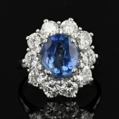Bague marguerite ancienne saphir diamants