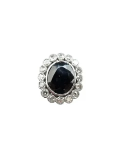 Bague Marguerite Art Déco Platine, Saphir Et Diamants