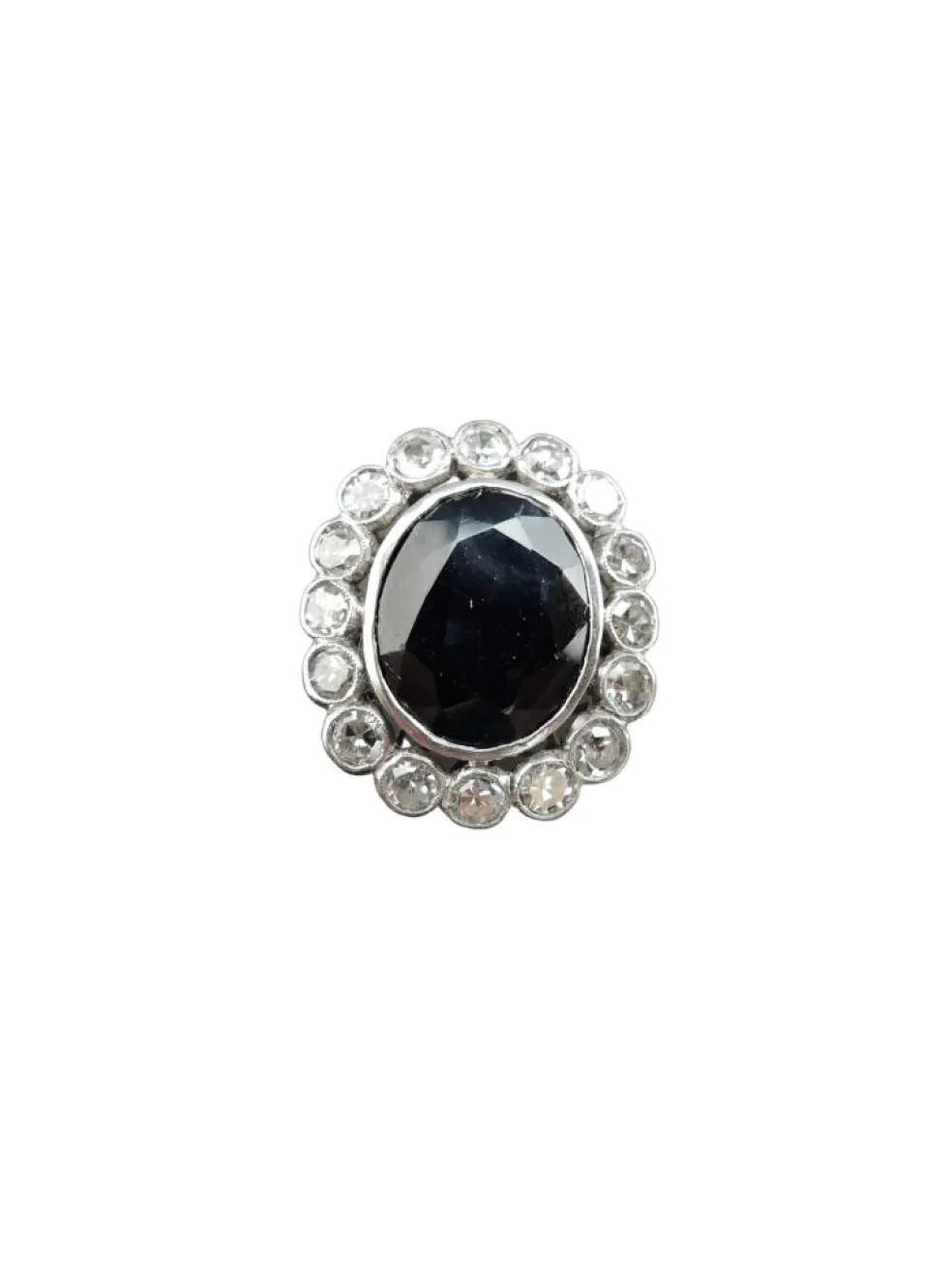 Bague Marguerite Art Déco Platine, Saphir Et Diamants