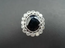 Bague Marguerite Art Déco Platine, Saphir Et Diamants