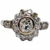 Bague marguerite art deco or blanc 18k et 1,02 carats diamant taille ancienne (circa 1940)