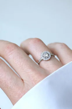 Bague Marguerite Art Deco Diamants sur Platine