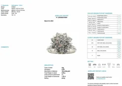 Bague marguerite certifiée HRD en or blanc avec diamants