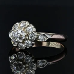 Bague marguerite de diamants taille ancienne