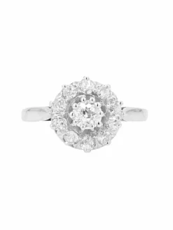 Bague marguerite diamants or blanc
