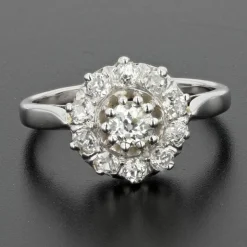 Bague marguerite diamants or blanc