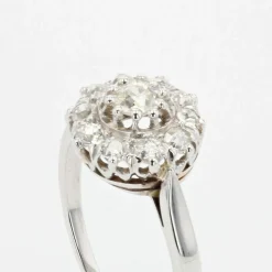 Bague marguerite diamants or blanc
