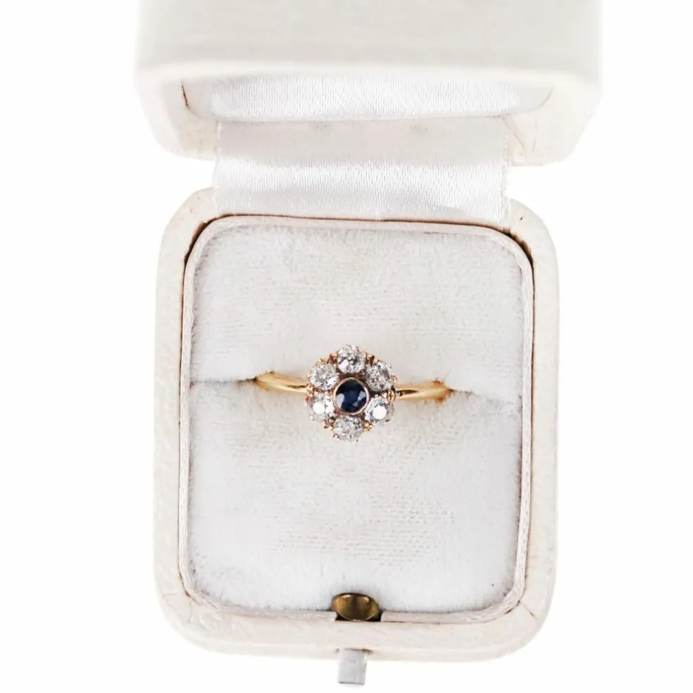 Bague Marguerite Diamants, Saphir