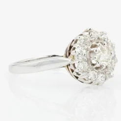 Bague marguerite diamants or blanc
