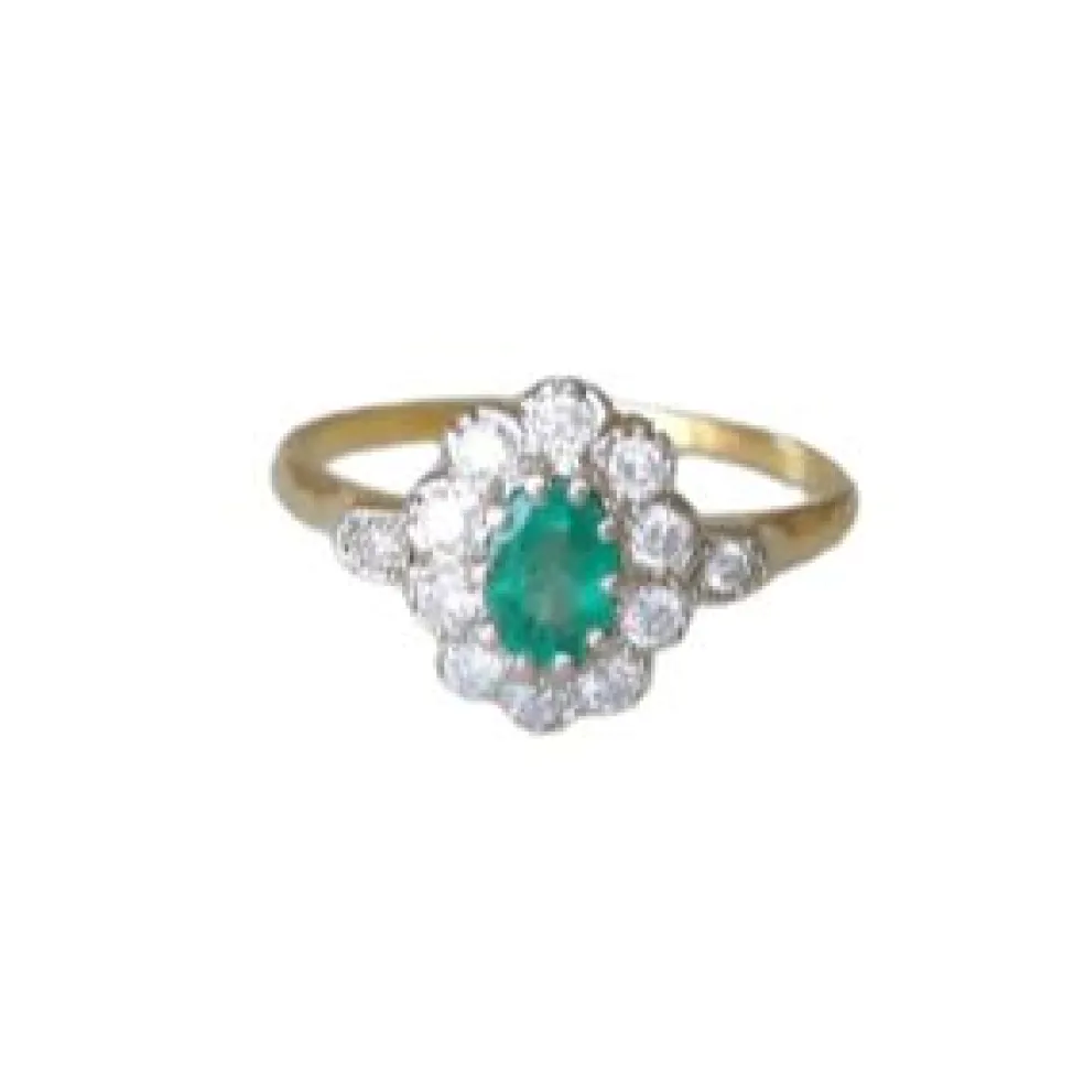 Bague marguerite Emeraude et Diamants