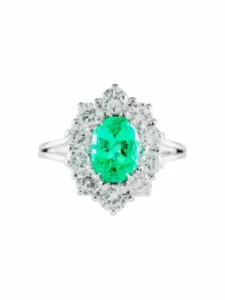 Bague Marguerite Emeraude et diamants