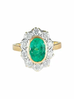 Bague Marguerite Emeraude et Diamants
