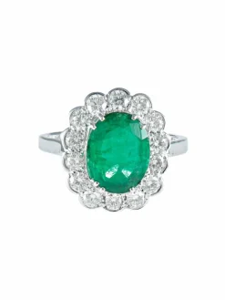 Bague Marguerite Emeraude et diamants