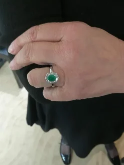 Bague Marguerite Emeraude Diamants Or blanc