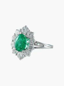 Bague Marguerite Emeraude et diamants