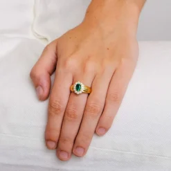 Bague Marguerite Emeraude Diamants