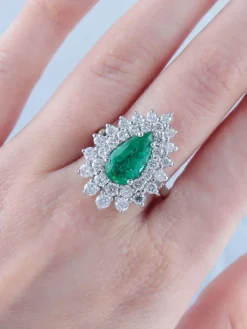 Bague Marguerite Emeraude Diamants