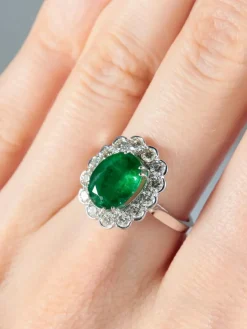 Bague Marguerite Emeraude et diamants