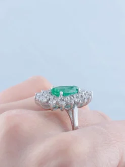 Bague Marguerite Emeraude Diamants