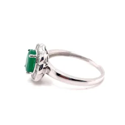 Bague Marguerite Emeraude Diamants Or blanc