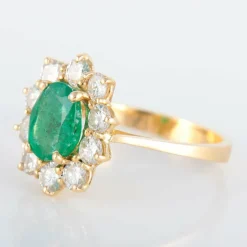 Bague Marguerite Emeraude et diamants