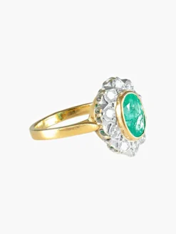 Bague Marguerite Emeraude et Diamants