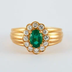 Bague Marguerite Emeraude Diamants