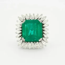 Bague Marguerite Emeraude Colombie 13 carats