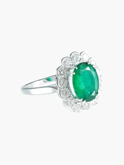 Bague Marguerite Emeraude et diamants