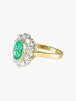 Bague Marguerite Emeraude et Diamants