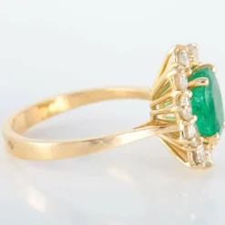 Bague Marguerite Emeraude et diamants