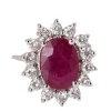 Bague marguerite en Or blanc, rubis et diamants