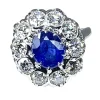 Bague marguerite en or blanc et platine en saphir et diamants