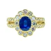 Bague marguerite en or jaune 18 carats, saphir et diamants