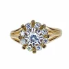 Bague marguerite en or jaune 18 carats et diamants, vers 1960