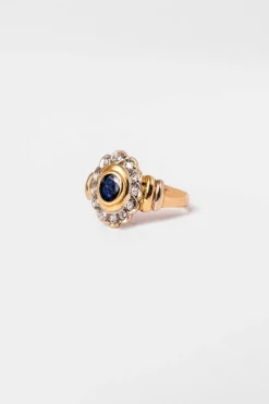 Bague Marguerite en or jaune saphir et diamants