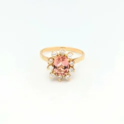 Bague Marguerite en or jaune diamants et tourmaline