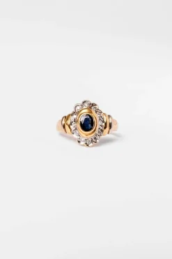 Bague Marguerite en or jaune saphir et diamants