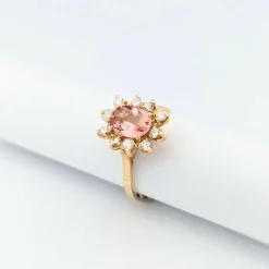 Bague Marguerite en or jaune diamants et tourmaline
