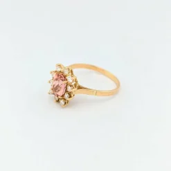 Bague Marguerite en or jaune diamants et tourmaline