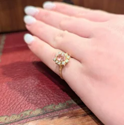 Bague Marguerite en or jaune diamants et tourmaline