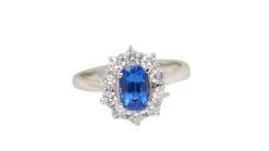 Bague marguerite en platine, tanzanite et diamants
