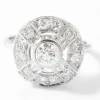 Bague marguerite en platine or gris et diamants